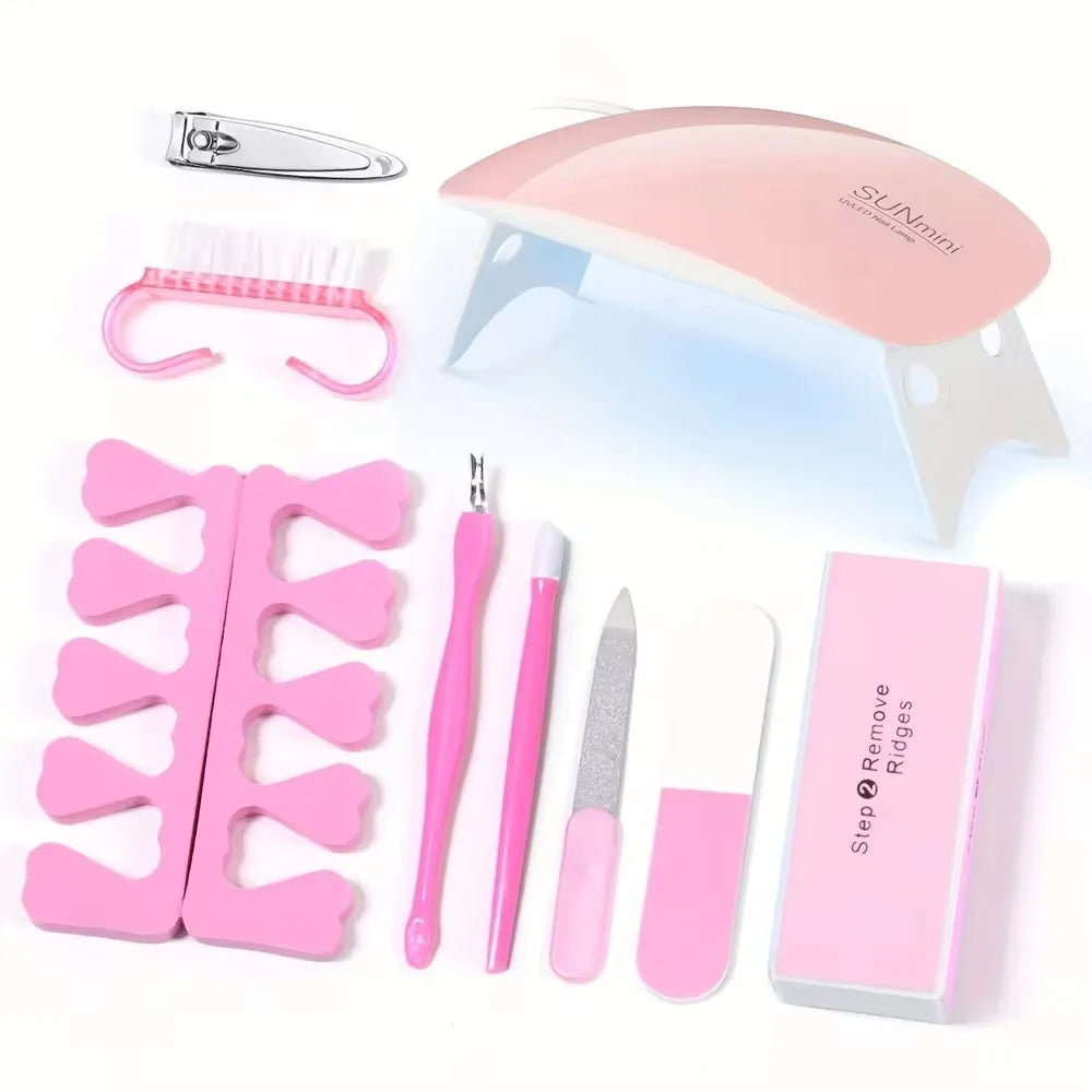 LINMANDA Kit profesional de taladro eléctrico USB para uñas con lima y pulidor, lámpara de uñas UV LED, secador de manicura en gel, kit de inicio de acrílico