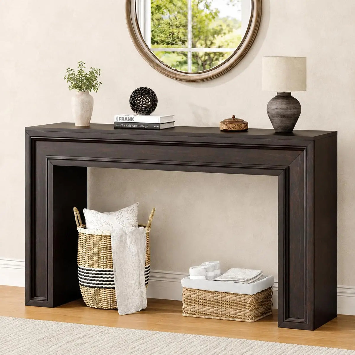 55-Inch Wood Console Table - Farmhouse Entryway Sofa Table