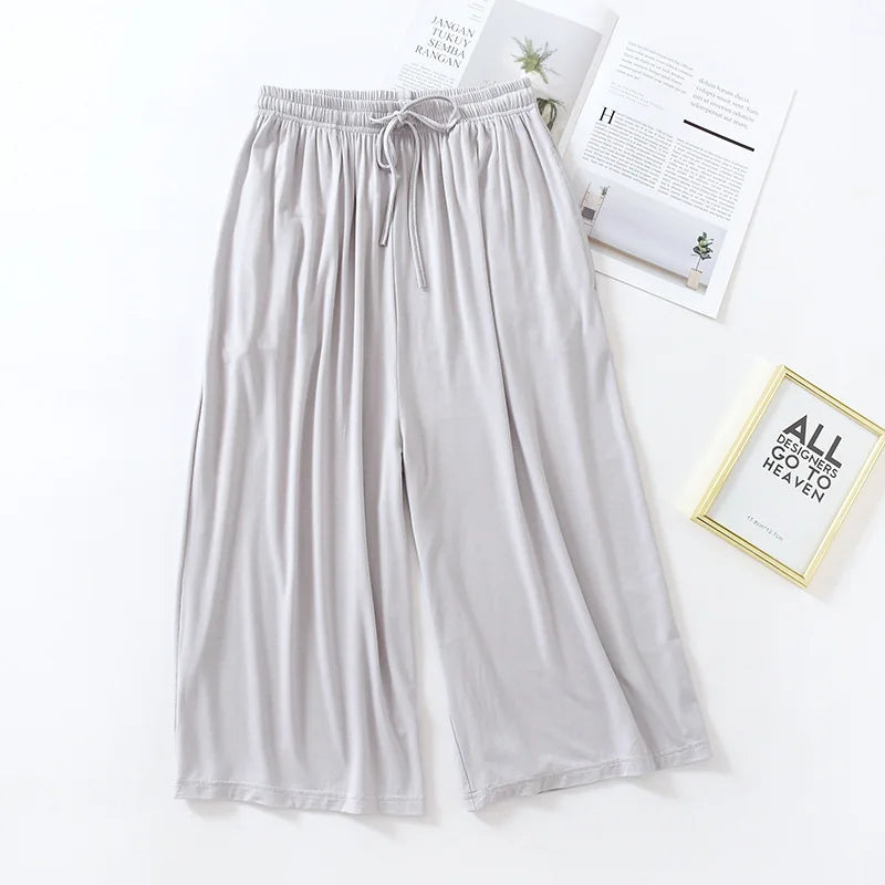 Btsukimi Women's Modal Blend Pajama Pants - Loose Cropped Sleepwear