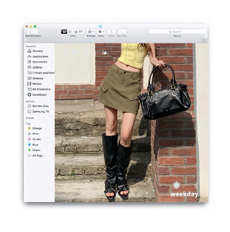 High Waist A-Line Mini Skirt Denim Skirt Women's Multi-Pocket Anti-Light Workwear Half Skirt Street Style Casual Wear
