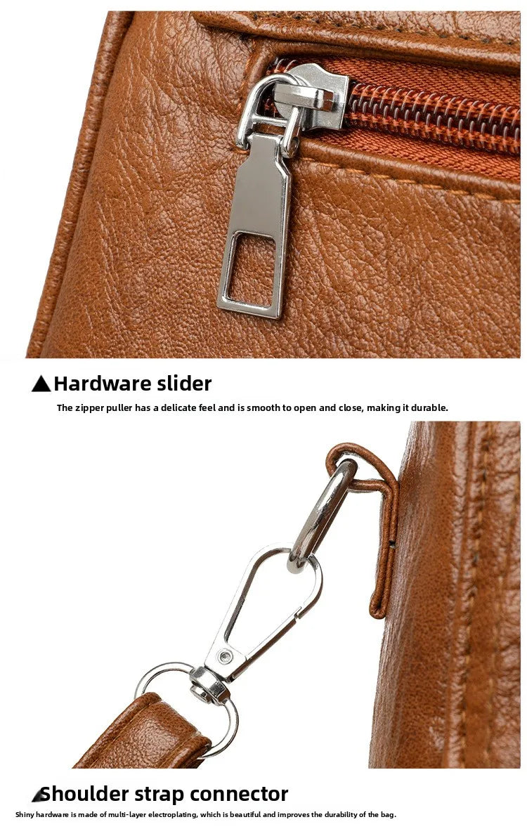 Retro Oil Wax Leather Crossbody Bag,with Textured and Vintage Feel,Simple and Elegant Flap Design,and Adjustable Shoulder Strap