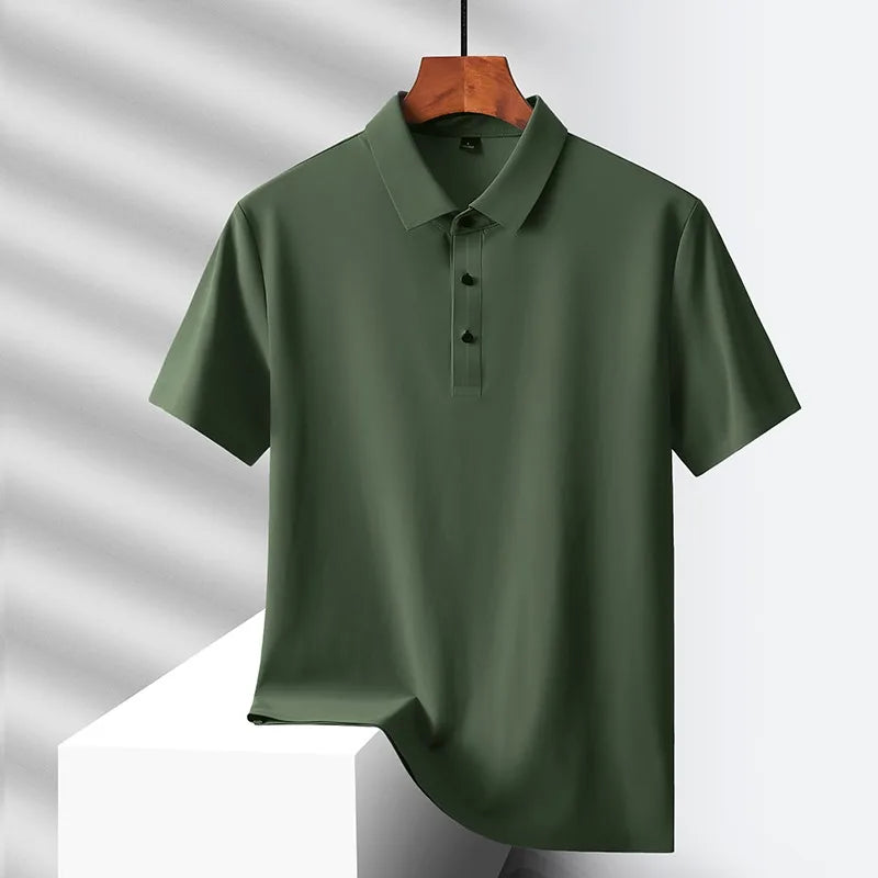 Men's Ice Silk Polo Shirt - Quick-Dry Loose Fit Short Sleeve