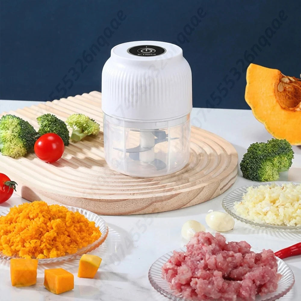 Picadora Eléctrica de Ajo y Verduras, 300ml, Portátil, Inalámbrica, Mini Procesador de Cebolla para Frutos Secos, Chile, Carne Picada y Especias