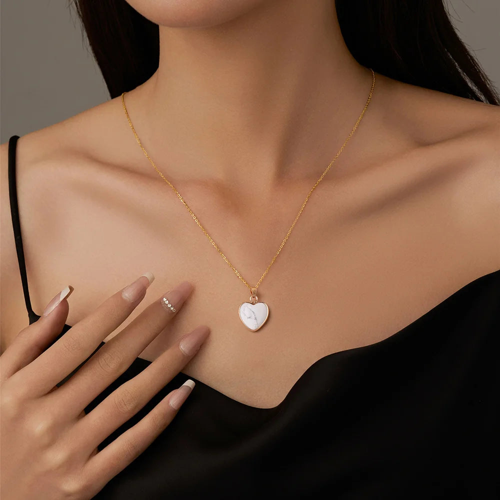 1pc Heart Shaped Pendant Natural Tiger's Eye Quartz Gem Necklace Reiki Healing Accessories Valentine's Day Gift For Woman