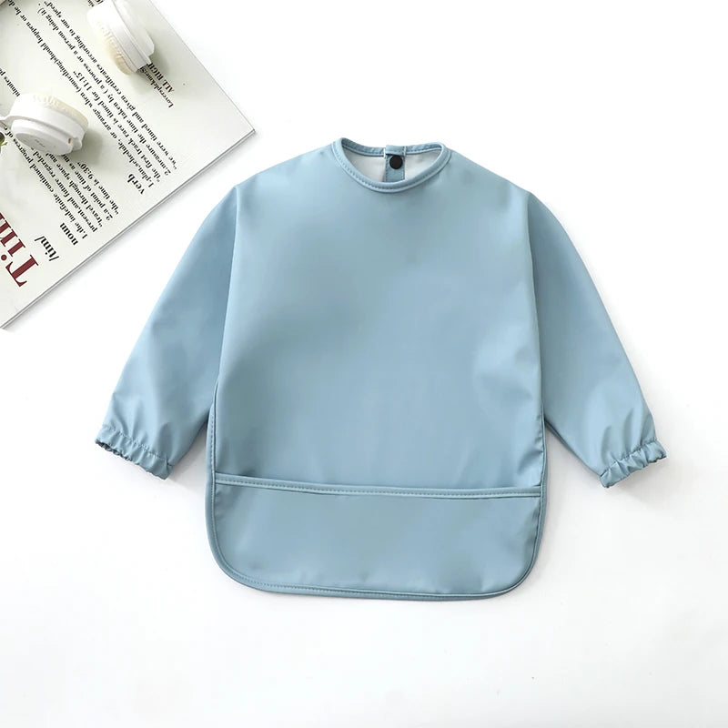 Waterproof Long Sleeve Baby Bib with Pocket – Toddler Feeding Apron for Boys & Girls