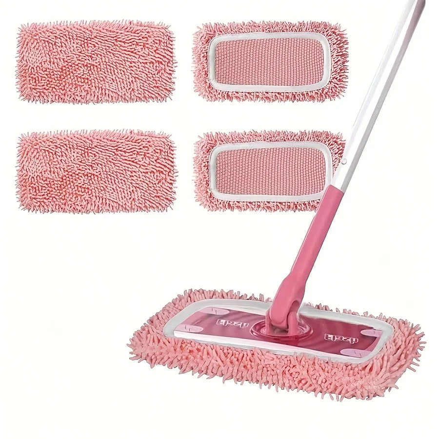2pcs Dry Sweeping Cloth Chenille Mop Cloth Cover Set Swiffer Reusable Pads Dry Sweeping Machine Washable Refill Pads for Home