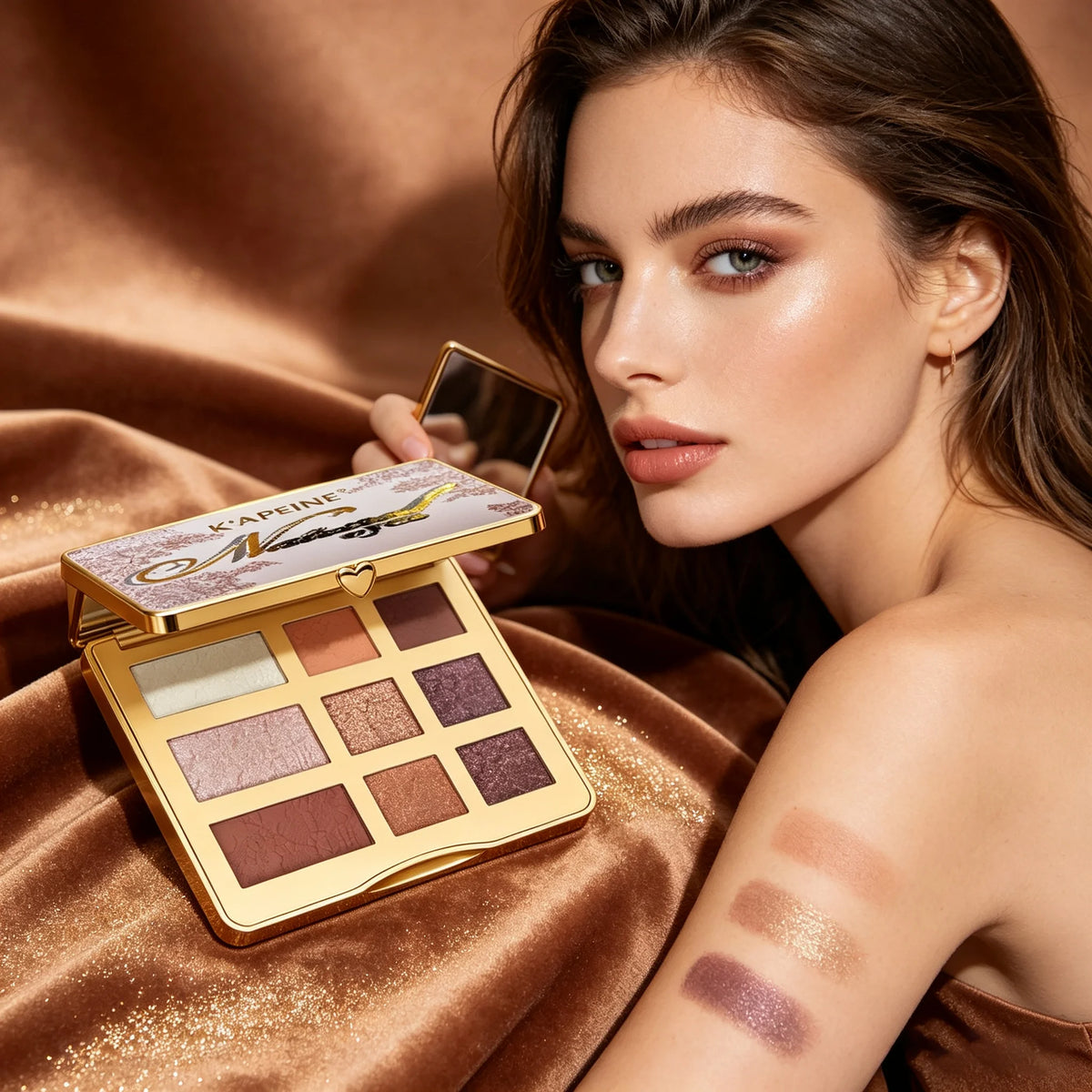 9-Color Eyeshadow Palette - Orange Brown Matte & Shimmer