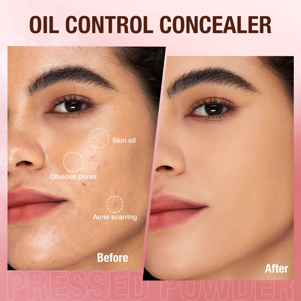 Wholesale O.TWO.O Face Powder 24 Hours Oil-control  Waterproof Matte Face Makeup Cosmetic Setting Compact Powder