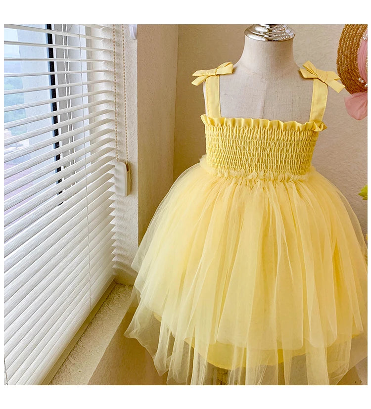 Kids costumes Flower girls tulle dress girls wedding tutu dress formal dress ceremonial dress yarn Suspenders dress