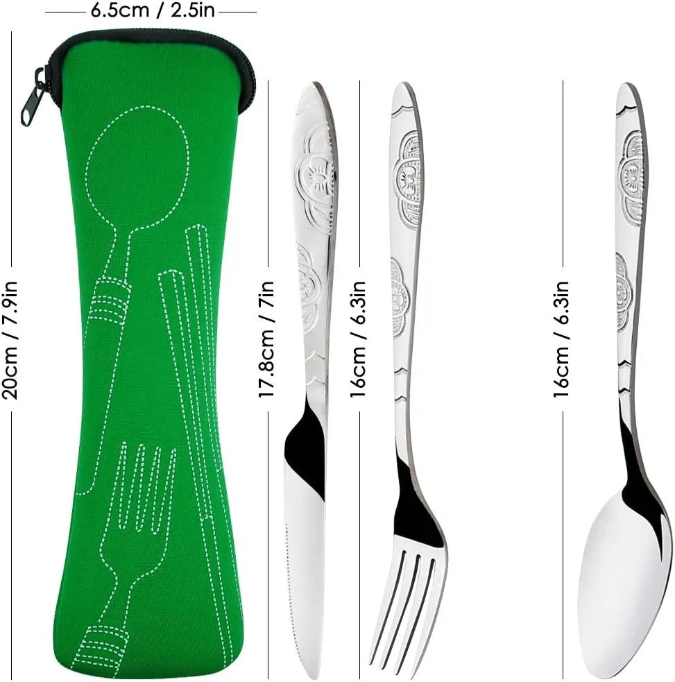 Cuchara de camping de viaje, juego de cubiertos de viaje con cremallera, estuche de almacenamiento portátil para herramientas de cena, hogar, picnic, vajilla lavable