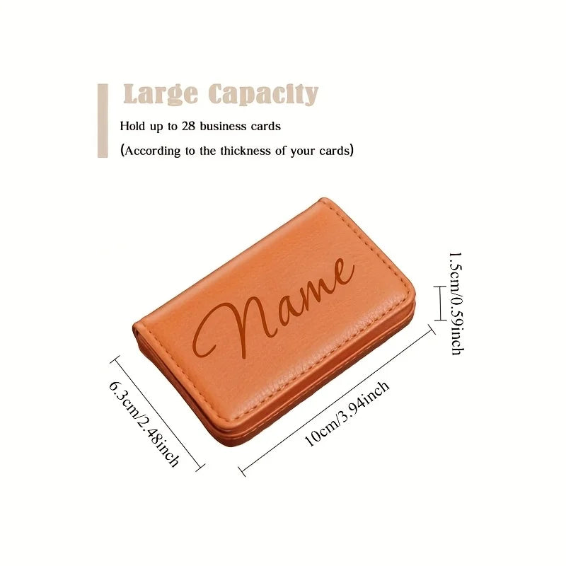 Personalized Name PU Leather Business Card Holder with Magnetic Closure Men's Custom PU Leather Wallet for Father's Day Gift