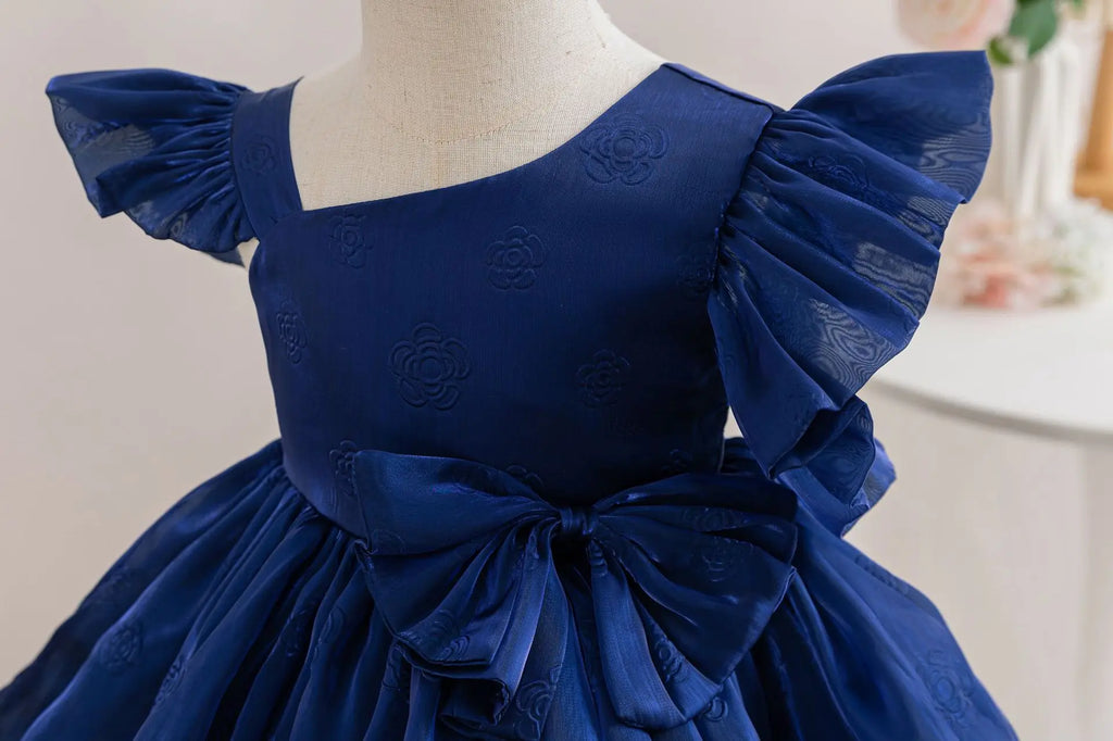 HETISO Girl Dresses Ruffle Sleeve Summer Princess Party Ball Gown Children Kids Girls Birthday Clothes 1-6 Years