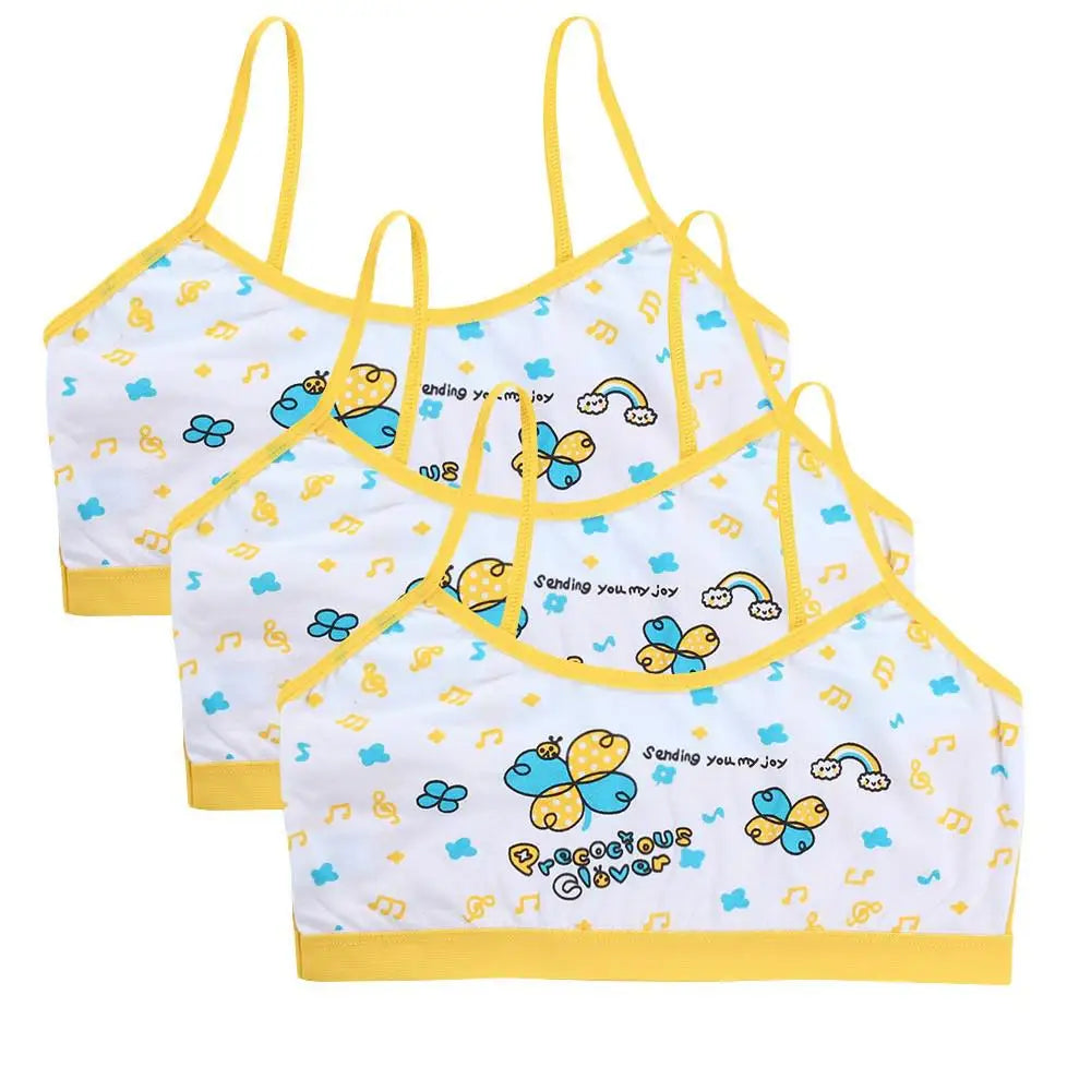 3pcs Teenage Girls Training Bras Cotton Floral Camisole Undershirts