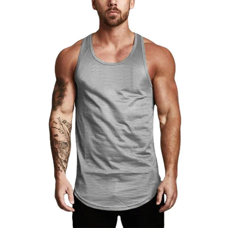 Men's Mesh Slim Fit Tank Top - Breathable Quick Dry Gym Shirt