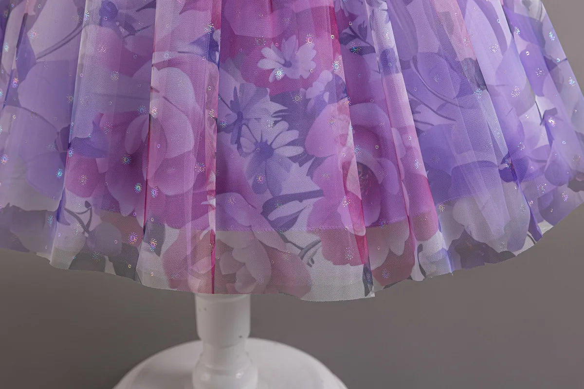 HETISO Gradient Floral Princess Dress for Girls Ruffle Lace Elegant Kid's Party Gown Festa Junina Style Ages 4-10 Years