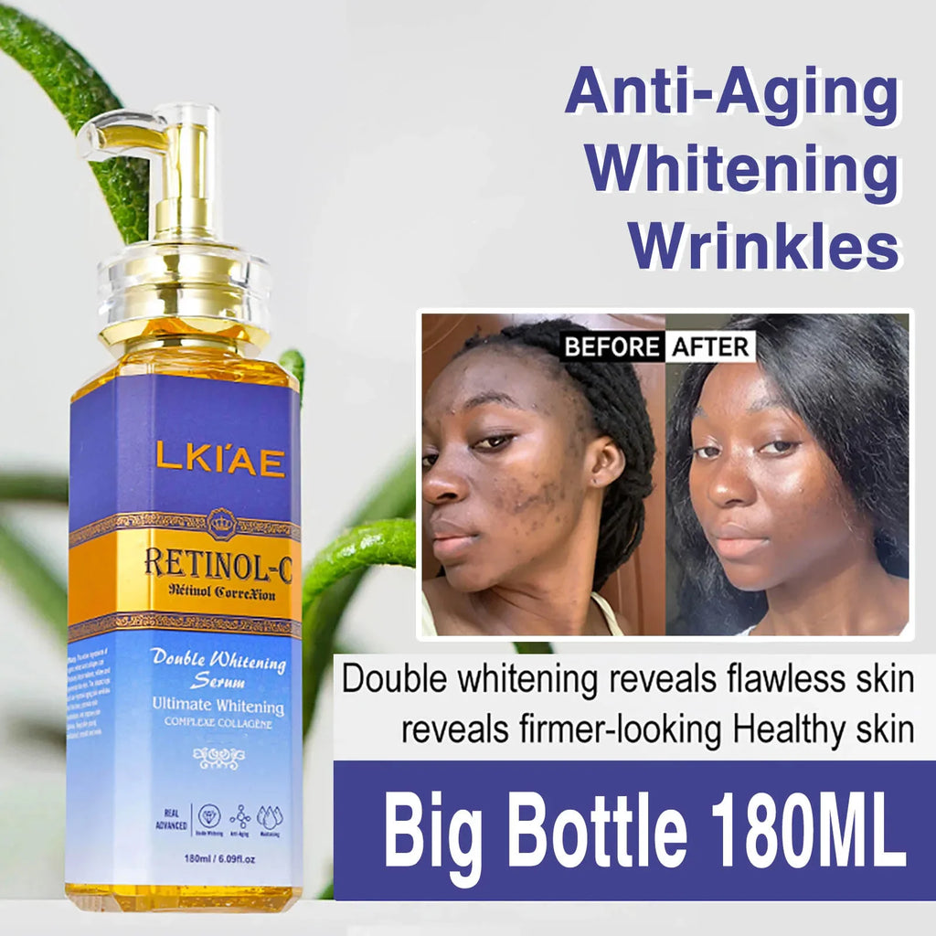 LKIAE Advanced Retinol Double Whitening Skin Care Set, Deeply Moisturizing, Clean Skin, Reduce Wrinkles, Stains, Dark Spots