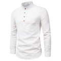 Solid Color Casual Slim Stand Collar Long Sleeve Business Shirt Men's