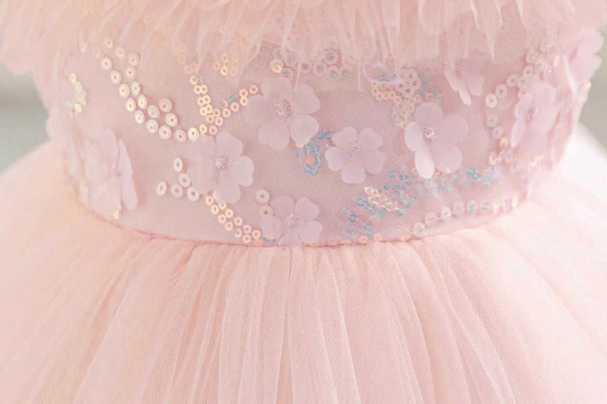 HETISO Sequined Tulle Formal Dress for Girls Elegant Princess Performance Gown New Year Gift Occasion Children's Wear