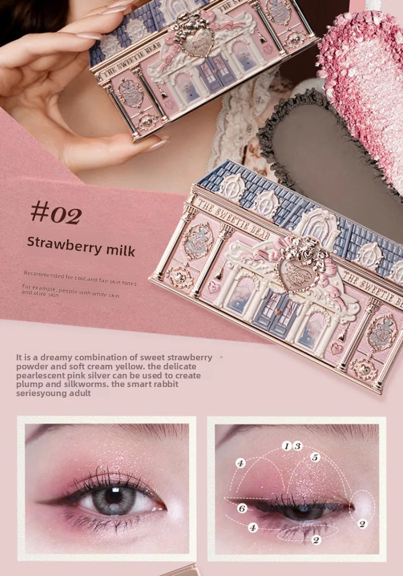 Flowerknows SWEETIE BEAR COLLECTION 6 Color Eye Shadow Palette Long Lasting Glitter Shimmer Finish Eyeshadow Powder