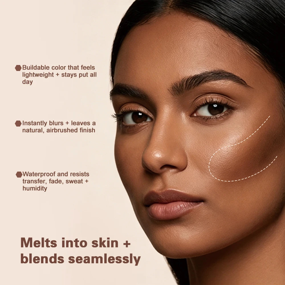 Cream Mousse Contour Bronzer Soft Blend Matte Sculpt Shading Sweat-Resistant Long Wear Natural Even Tone Facial Makeup Cosmetic