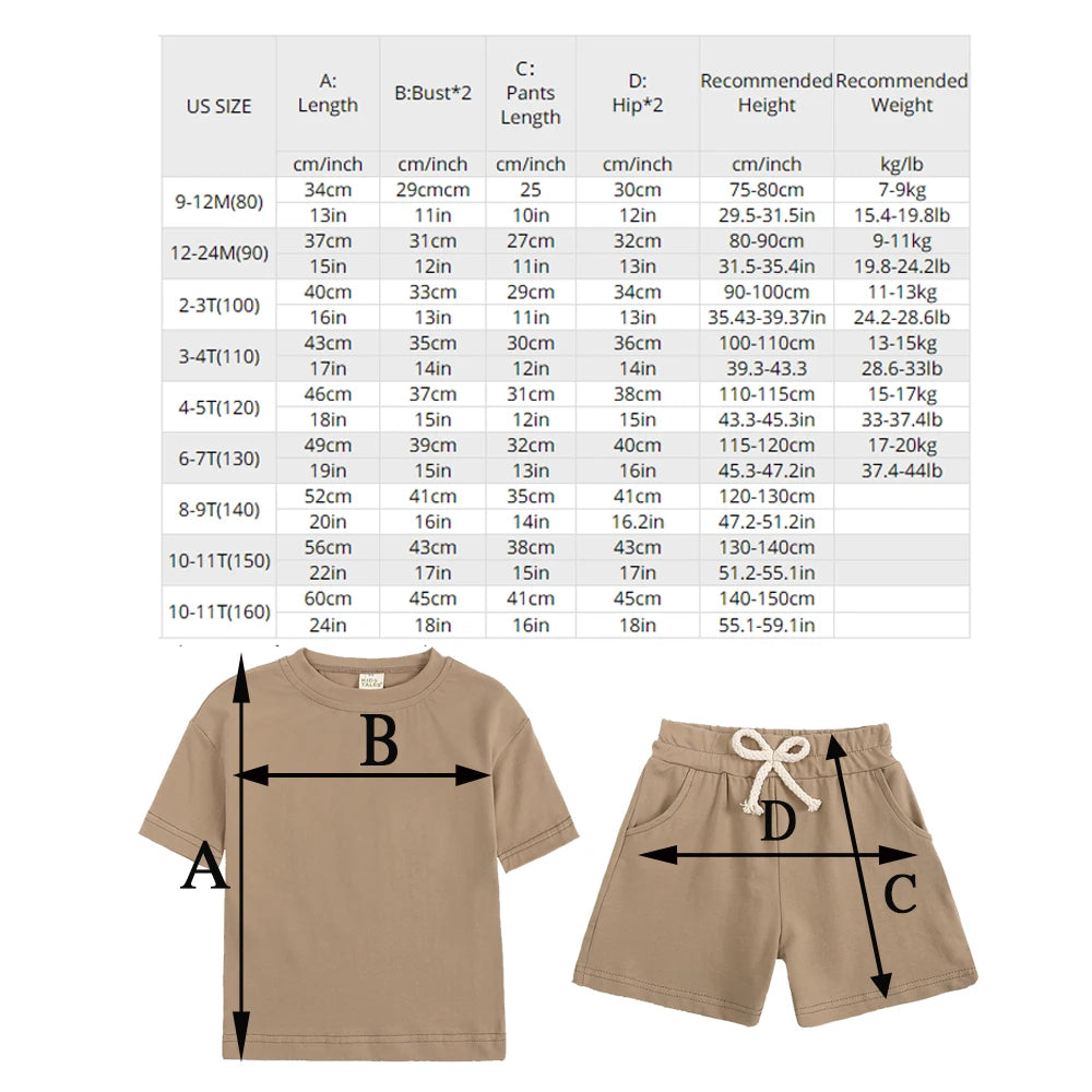 Kids Tales Unisex Toddler Summer Clothing Set - Cotton T-Shirt & Shorts