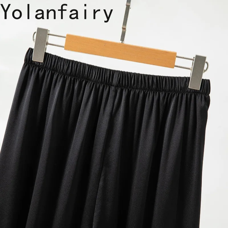 YOLANFAIRY 93% Real Mulberry Silk Pajamas for Woman 2026 Spring Summer High-end Sets Woman 2 Piece Short Sleeve Pijamas De Mujer