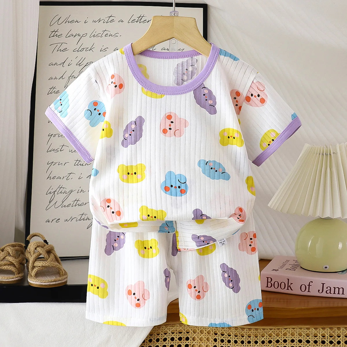 Children's 2-Piece Summer T-Shirt and Shorts Set - Animal Print