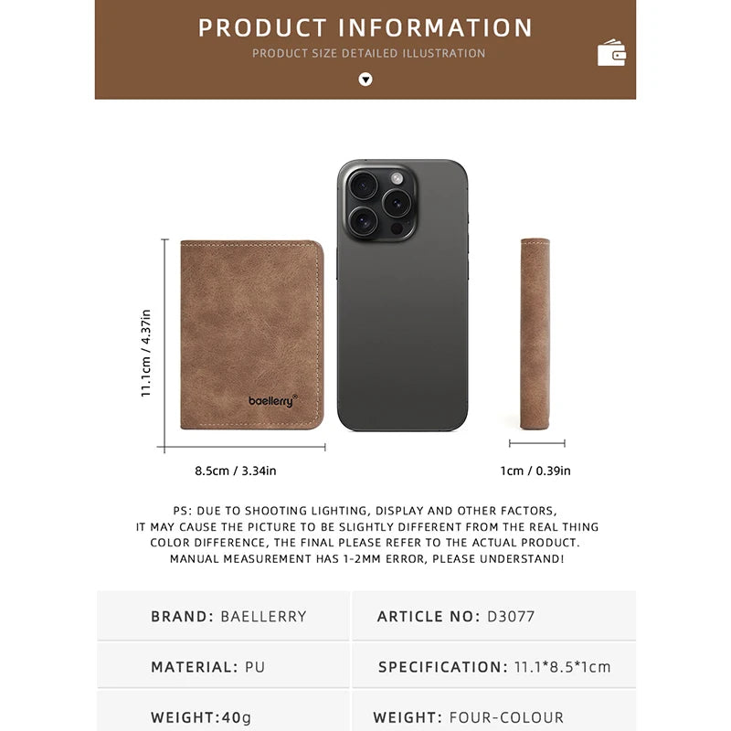 New Men's Short Wallet Simple Casual Card Clips Slim Male Wallet Driver's License Card Holder Thin Bifold Wallet For Man
