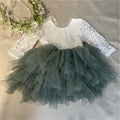 Toddler Girl Ruffles Bridesmaid Dress for Kids Lace Open Back Long Sleeve Tutus Flowers Girls Wedding Costume Clothing