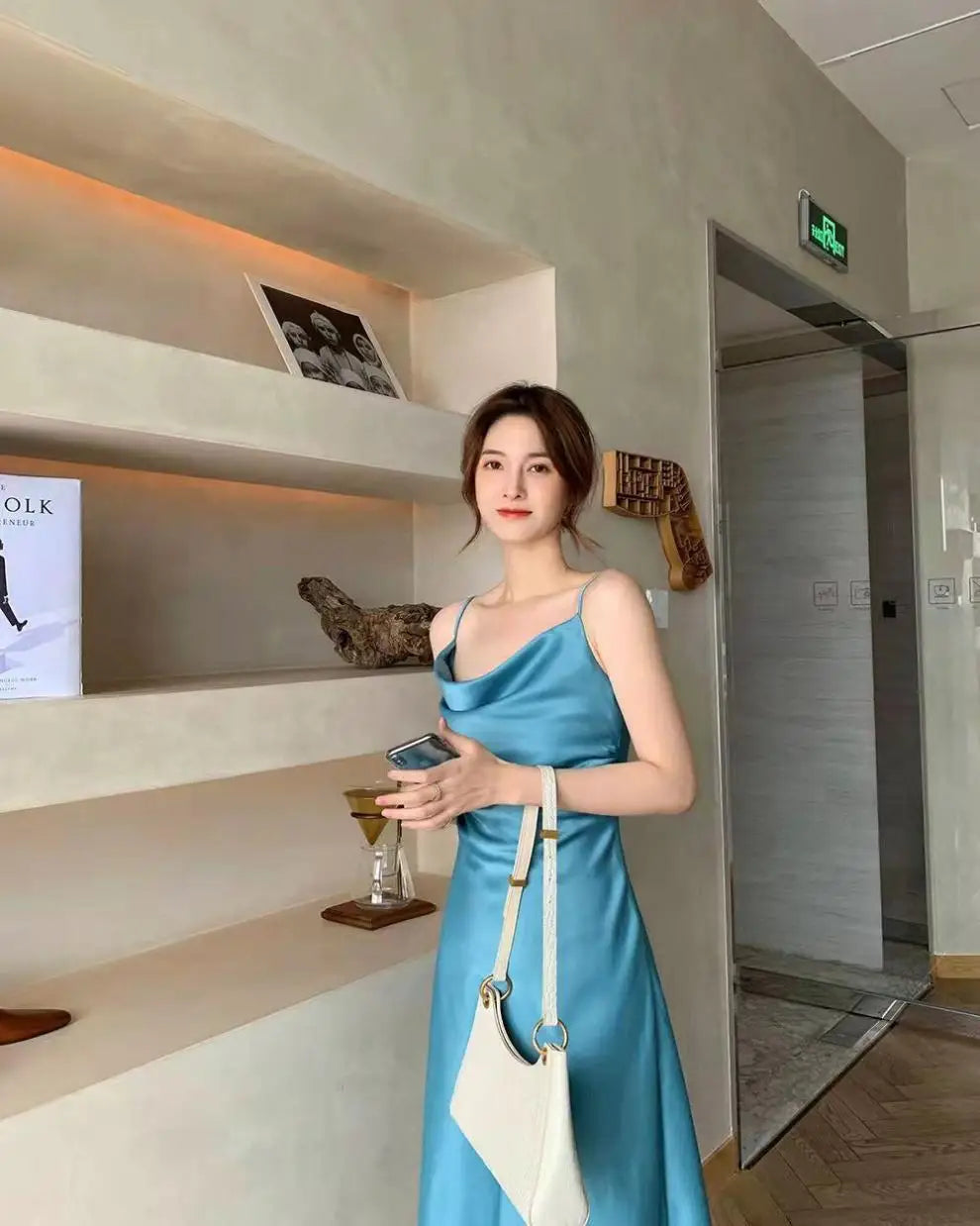 Slimming A-Line Midi Dress Women's Summer 2026 New Style Drapey Strapless Gown Gentle Wind Long Dress Polyester Solid Color
