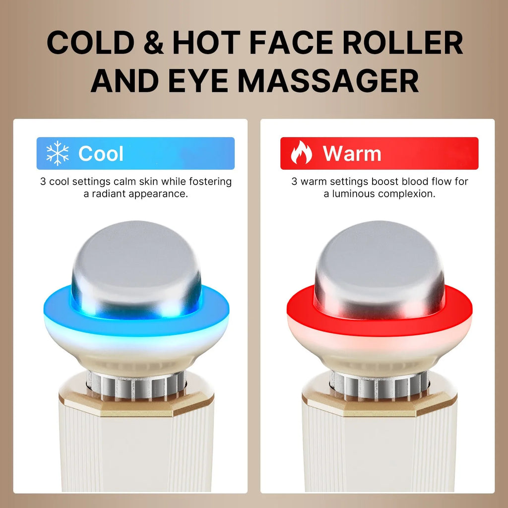 Electric Handheld Facial Beauty Tool with Hot Cold Red-Light Vibration for Skin Firming Lift Massager