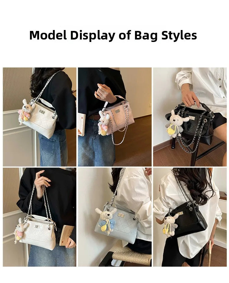Korean Style Casual Women's Large Capacity Simple Tote Bag Fashion Trendy Underarm Leisure Handbag Daily Match PU Material