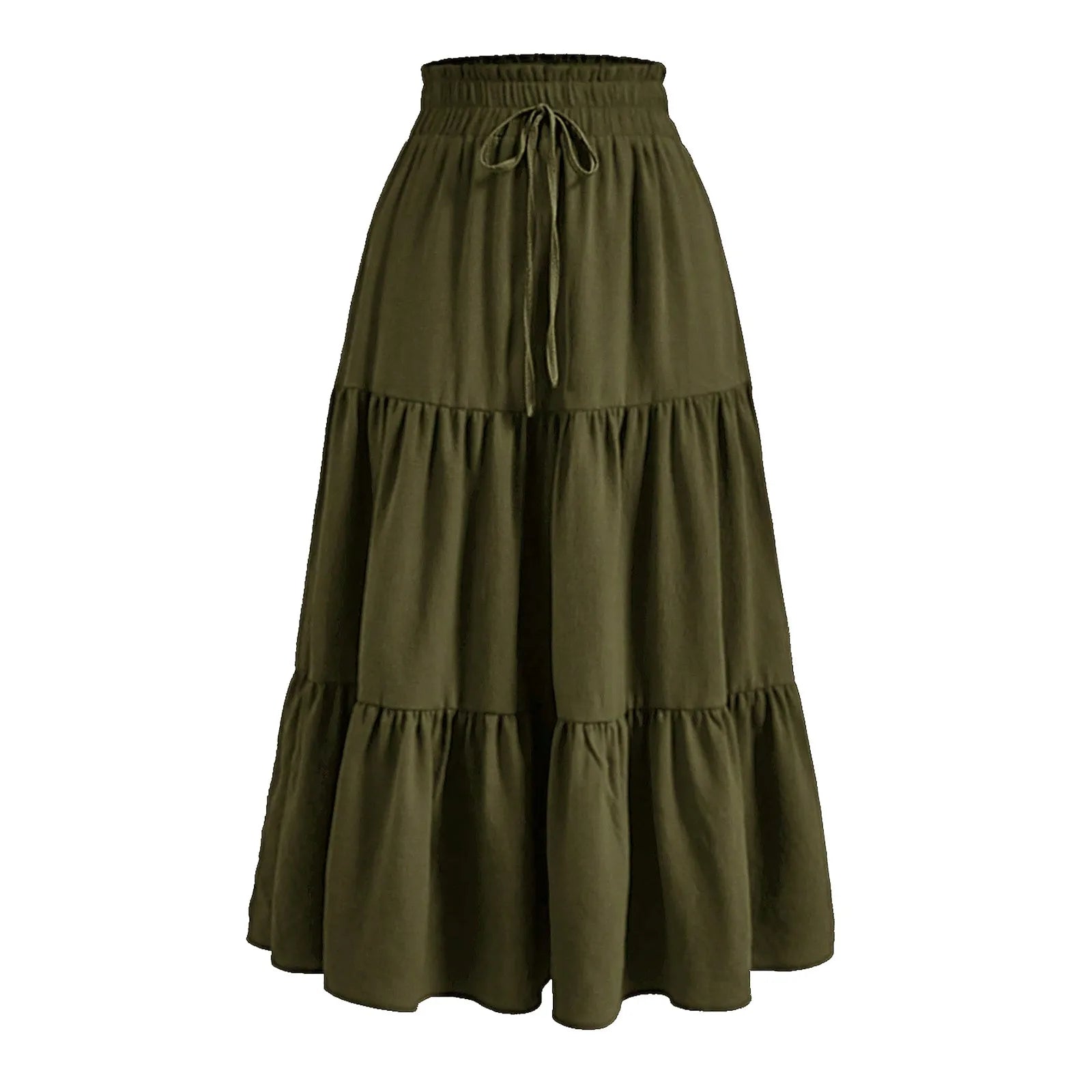Women's Boho Floral Print Skirt Vintage High Waist Maxi Skirts Summer Casual Loose Beach Skirt Elegant Ladies Flowy Ruffle Skirt