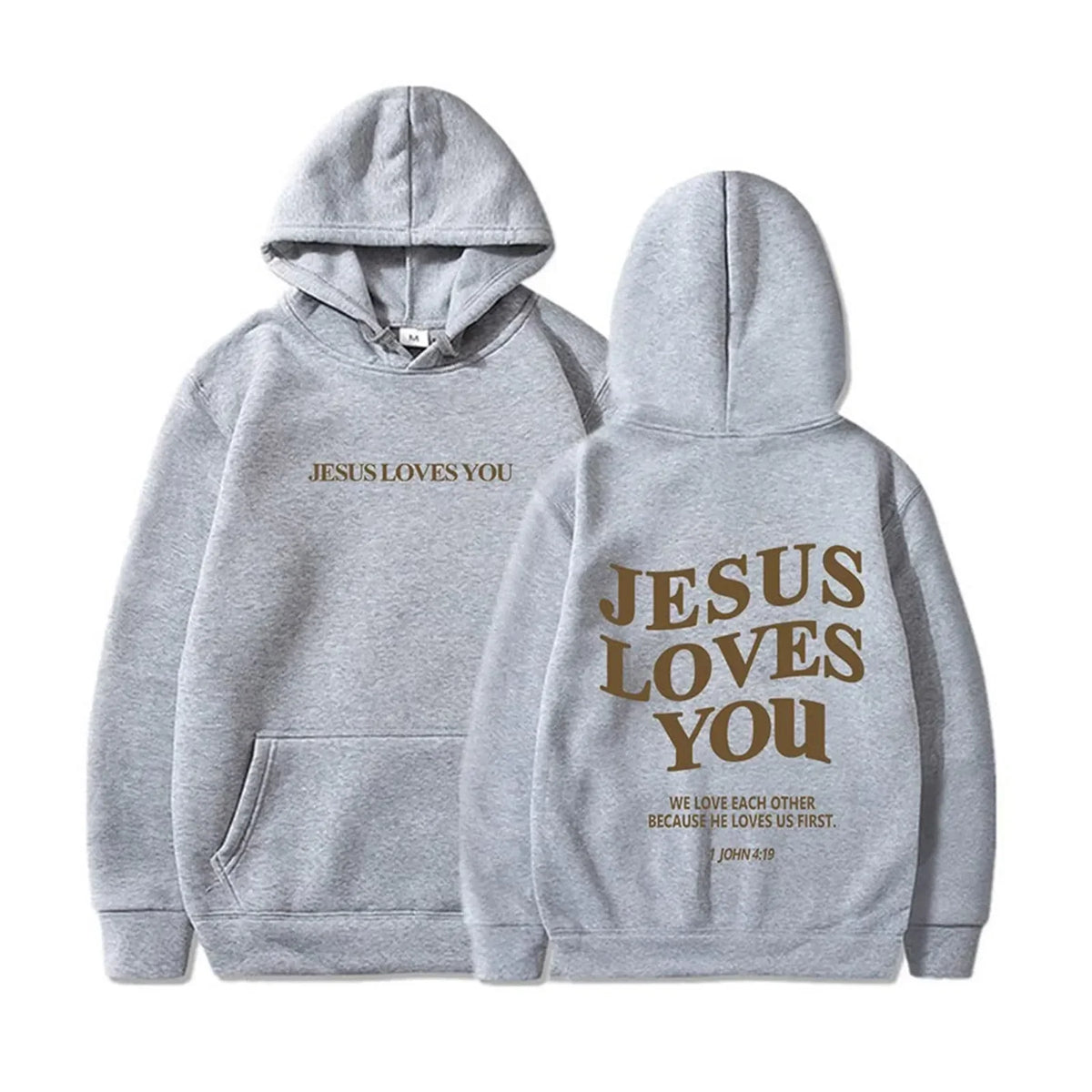 Jesus Loves You Print Fleece Pullover Hoodie - Unisex Casual