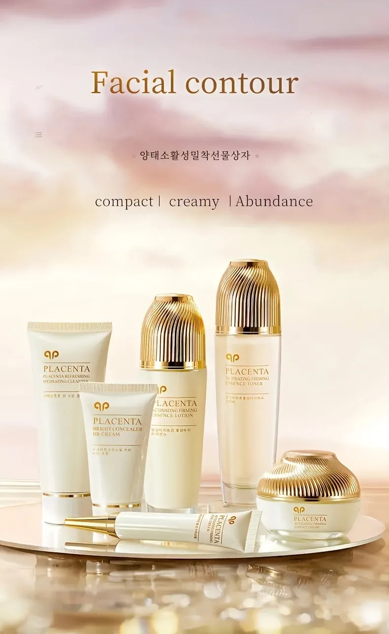 6 PCS Sheep Placenta Skincare Gift Set - Active Firming Hydrating Anti-Aging Facial Care,Toner,Essence Cream for Mothers & Gifts