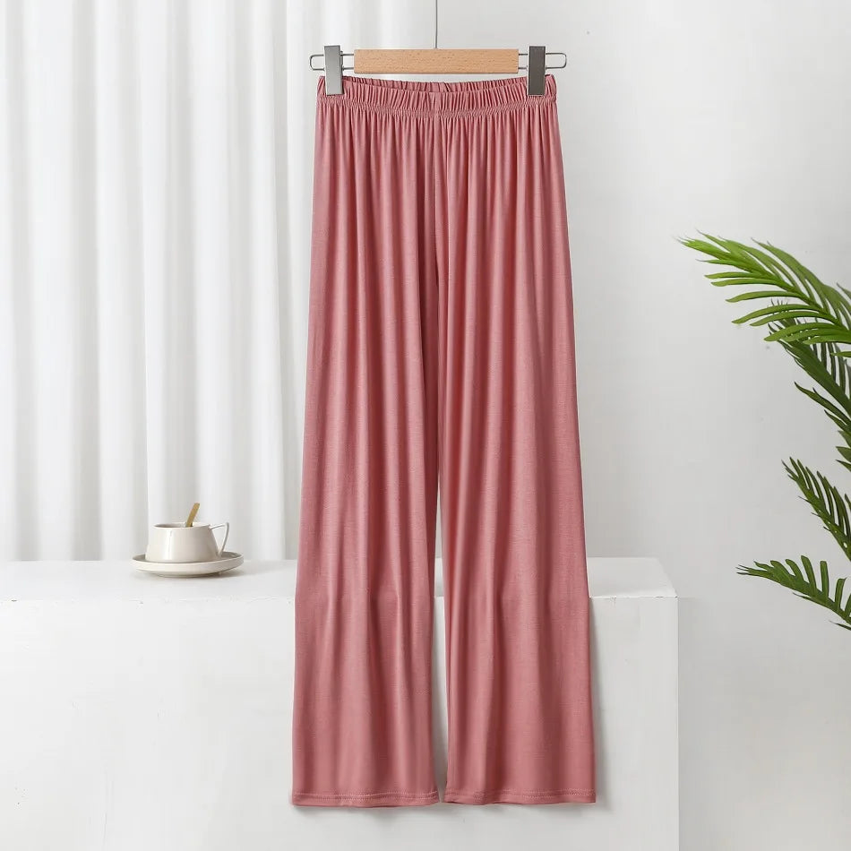 New Summer Knit Women's Modal Pants Loose Casual Wide Leg Pants for Women Bottoms Korean Fashion Home Streetwear Women Clothes