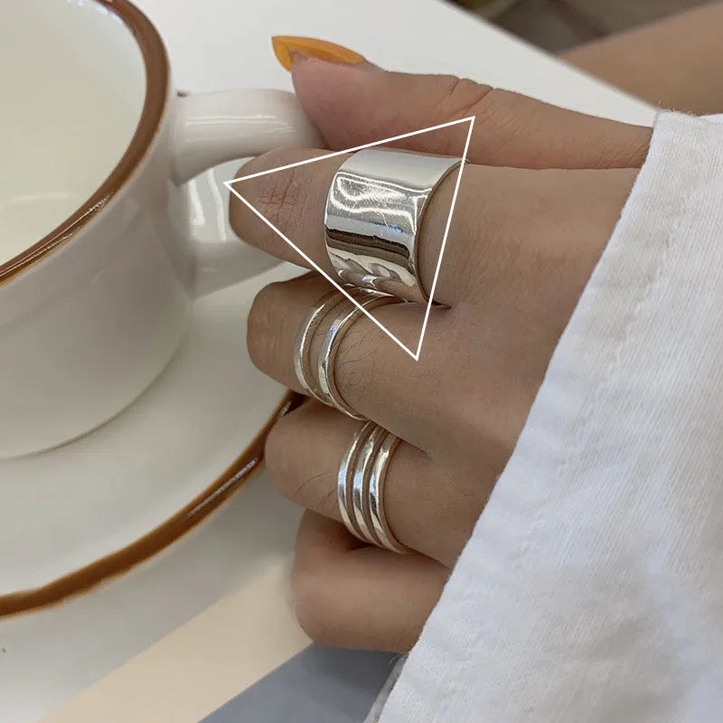 Panjbj 925 Sterling Silver Lines Ring For Women'S Jewelry Finger Adjustable Open Vintage For Birthday Dropship