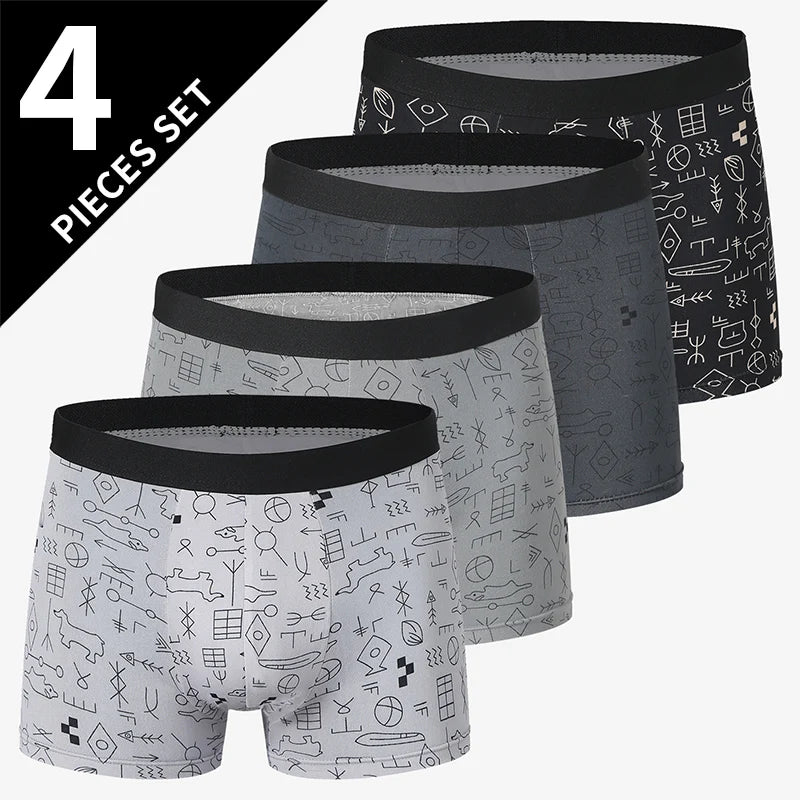 Men's Printed Swim Trunk Plus Size Comfort Waist European American Size For Big And Tall Men