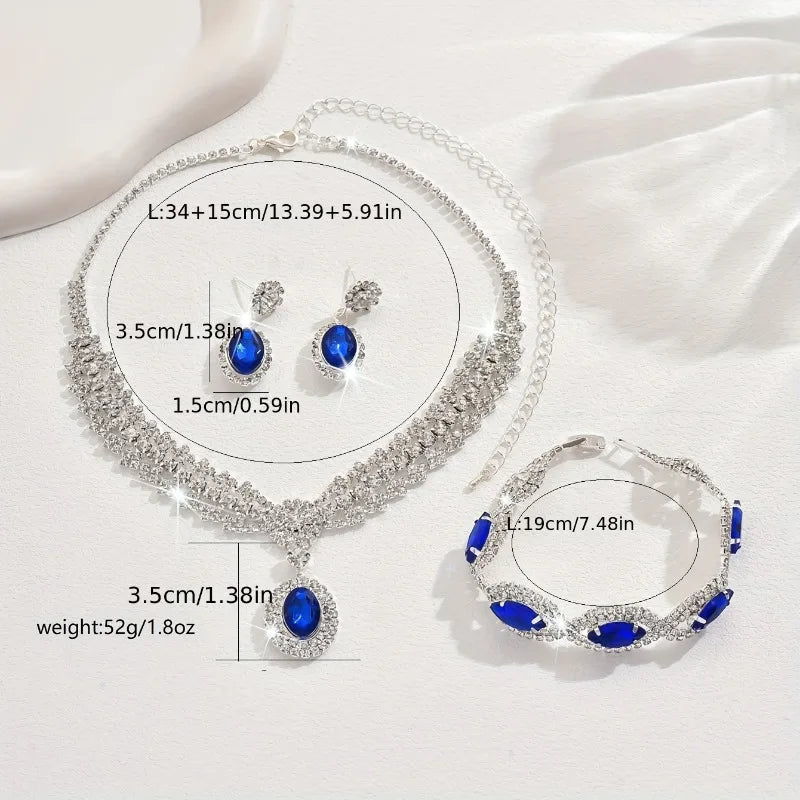 Rhinestone Bridal Necklace & Earrings Set