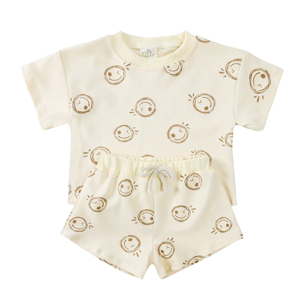 Kids Cotton Summer Clothing Sets 100 Percent Breathable Casual Short Suits For Girls And Boys Ages 1 To 8