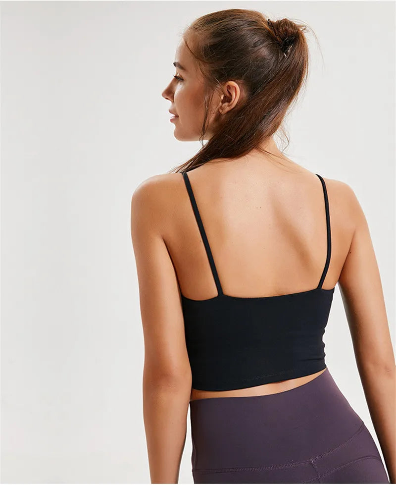 Solid Color Women Sports Bra Comprehensive Training Shockproof Halter Soft Sports Fitness Top Gym Yoga Chest Pad Comprehensive