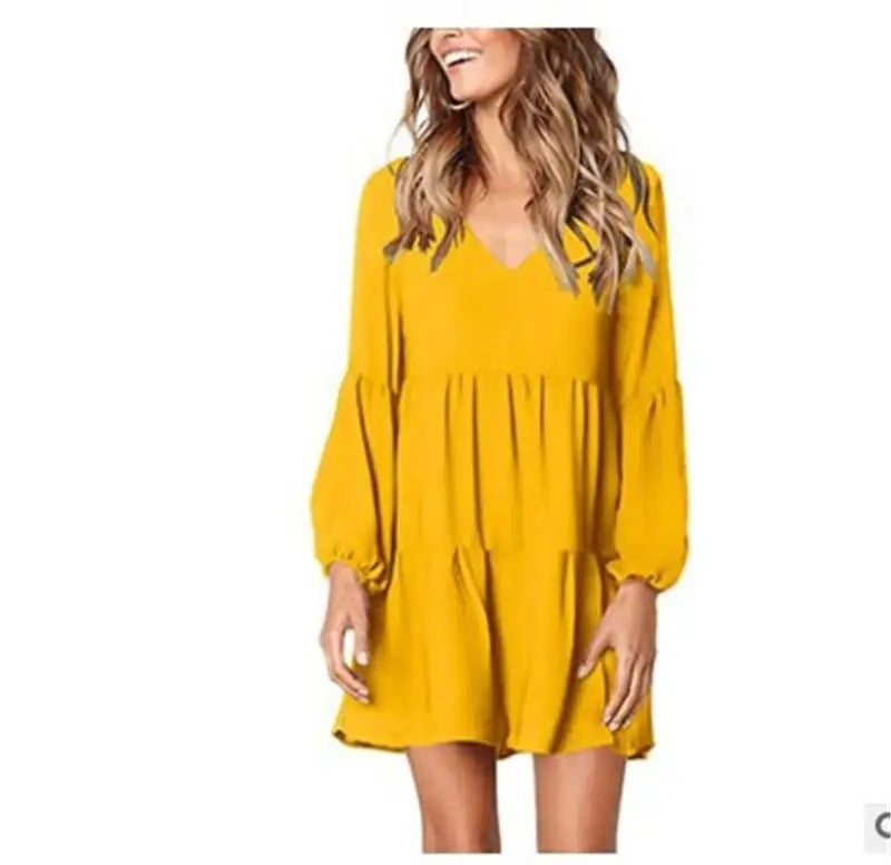 plus Size Autumn Clothes 2024 Women's V-Neck Long Sleeve Dress Ladies Fashionable Elegant Style Single Piece All Seasons