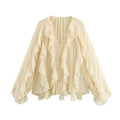 Woman 2026 Womens Blouses Semi Sheer Casual Blouses Woman Spring Fairy Shirts and Blouses for Lady Long Sleeve Tops