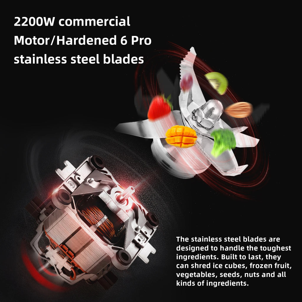 BioloMix 2200W Professional Blender for Smoothies And Juices Efficient Kitchen Appliance for Mixing Drinks