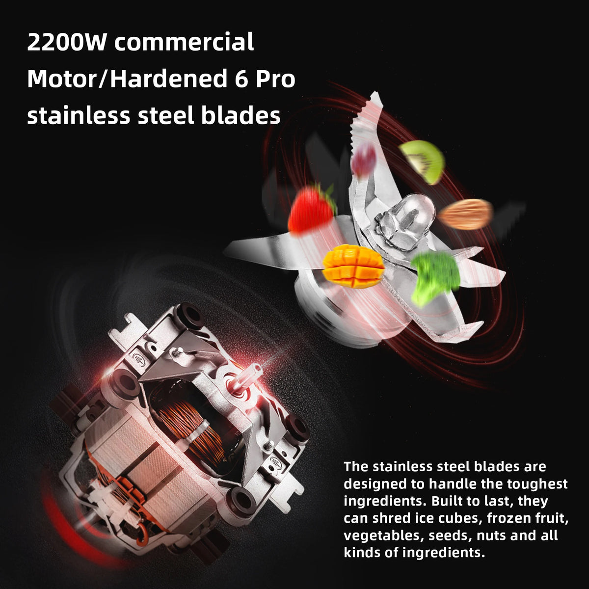 BioloMix 2200W Professional Blender for Smoothies And Juices Efficient Kitchen Appliance for Mixing Drinks