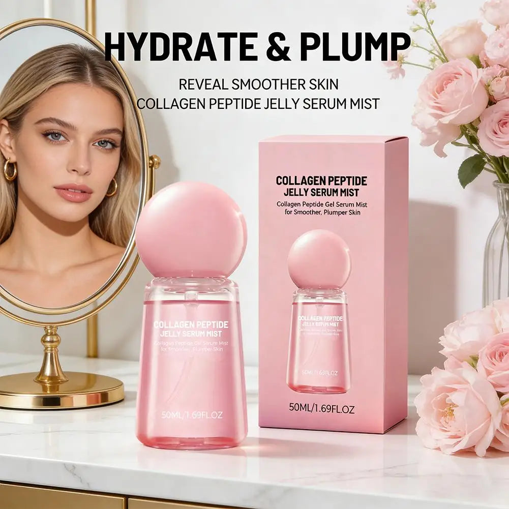 Collagen Peptide Jelly Serum Mist Plumping Smoothing Dry Skin Brighten Firming Deep Hydrating Spray Serum with Collagen Peptides
