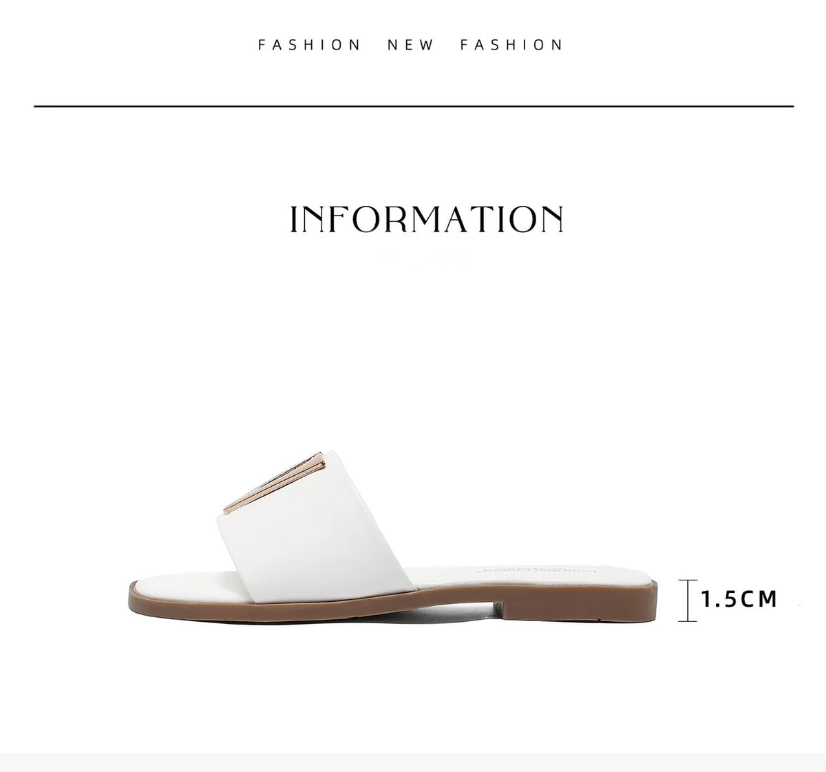 Women's Metal Letter Decorative Flat Slippers - Casual Beach Shoes