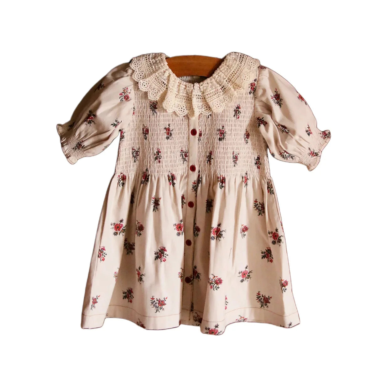 Children's Dress 2026 Summer New Product BD Girls Pastoral Embroidery Wrap Bubble Sleeve Shirt Skirt Princess Dress