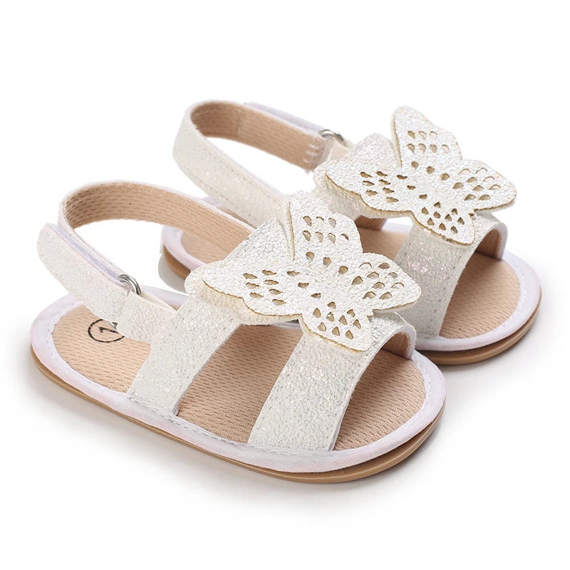 Baby Girls Butterfly Bow Pre-Walker Sandals - Soft Summer Footwear
