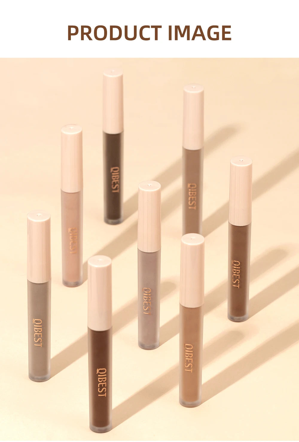QIBEST 8 Color Matte Liquid Eyeshadow Set Long Lasting Waterproof Eye Shadows Quick-drying Nude White Eyeshadow Makeup Cosmetics